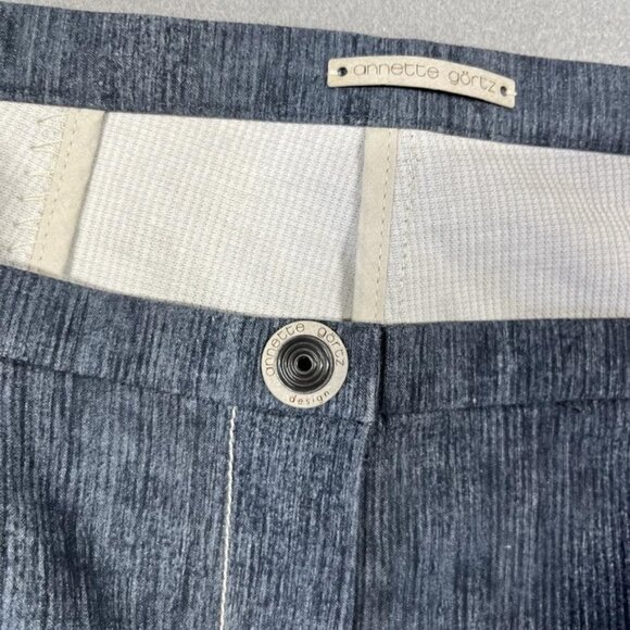 Annette Görtz Pants Womens 38 Straight Leg Denim Linen Stretch Button 32 Inseam - Picture 4 of 11